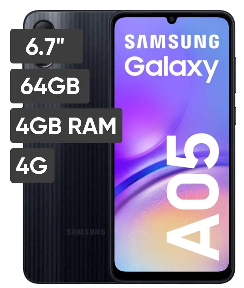 Smartphone SAMSUNG Galaxy A05 6.7 4GB 64GB 50MP + 2MP Negro