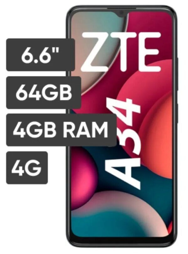 Smartphone ZTE A34 6.6 4GB 64GB 5MP Gris